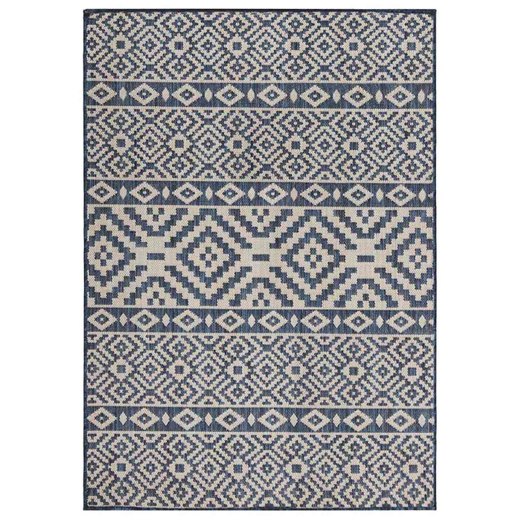 Vidaxl buitenkleed met patroon platgeweven 140x200 cm blauw