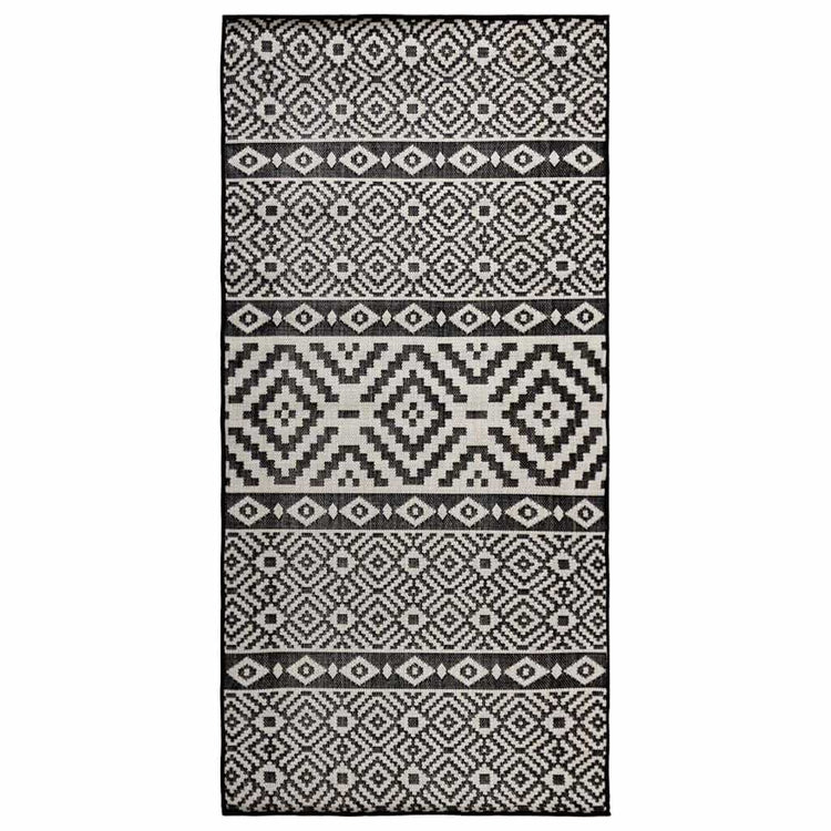 Vidaxl buitenkleed met patroon platgeweven 80x150 cm zwart