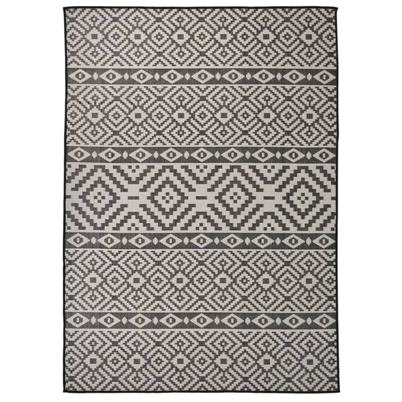 Vidaxl buitenkleed met patroon platgeweven 120x170 cm zwart