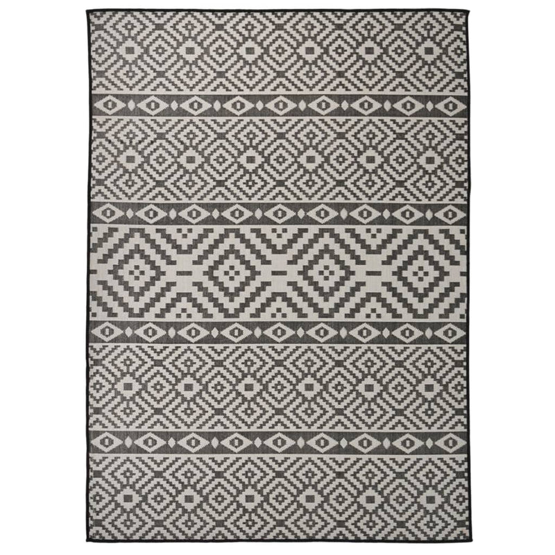 Vidaxl buitenkleed met patroon platgeweven 200x280 cm zwart