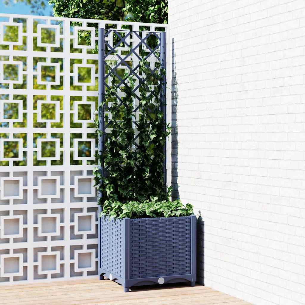 Vidaxl plantenbak met trellis blauwgrijs 40x40x136 cm pp