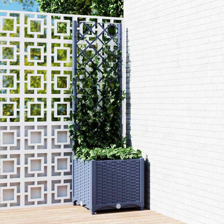 Vidaxl plantenbak met trellis blauwgrijs 40x40x136 cm pp