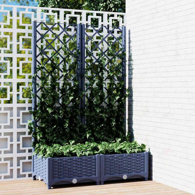Vidaxl plantenbak met trellis blauwgrijs 80x40x121,5 cm pp