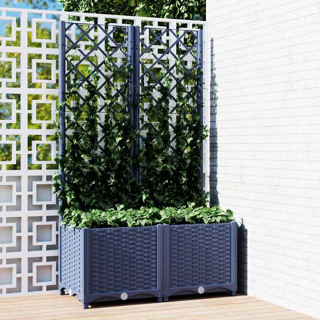 Vidaxl plantenbak met trellis blauwgrijs 80x40x136 cm pp