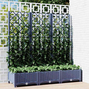 Vidaxl plantenbak met latwerk 120x40x121,5 cm polypropeen blauwgrijs - afbeelding 1