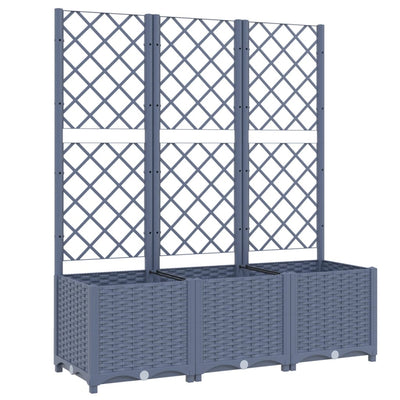 Vidaxl plantenbak met latwerk 120x40x136 cm polypropeen blauwgrijs