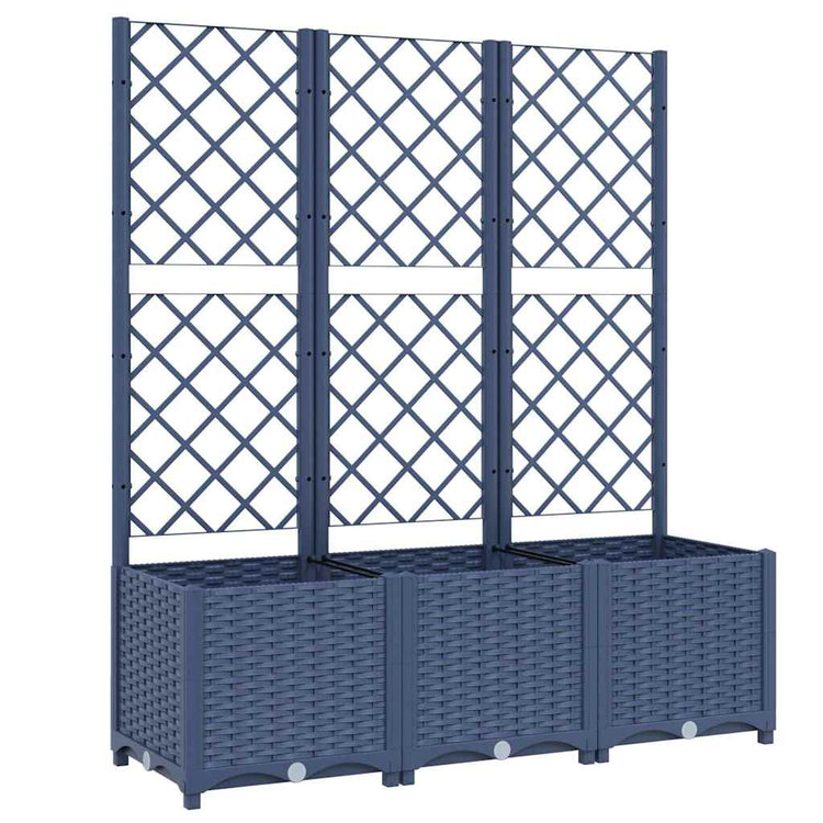 Vidaxl plantenbak met latwerk 120x40x136 cm polypropeen blauwgrijs