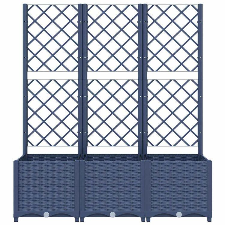 Vidaxl plantenbak met latwerk 120x40x136 cm polypropeen blauwgrijs