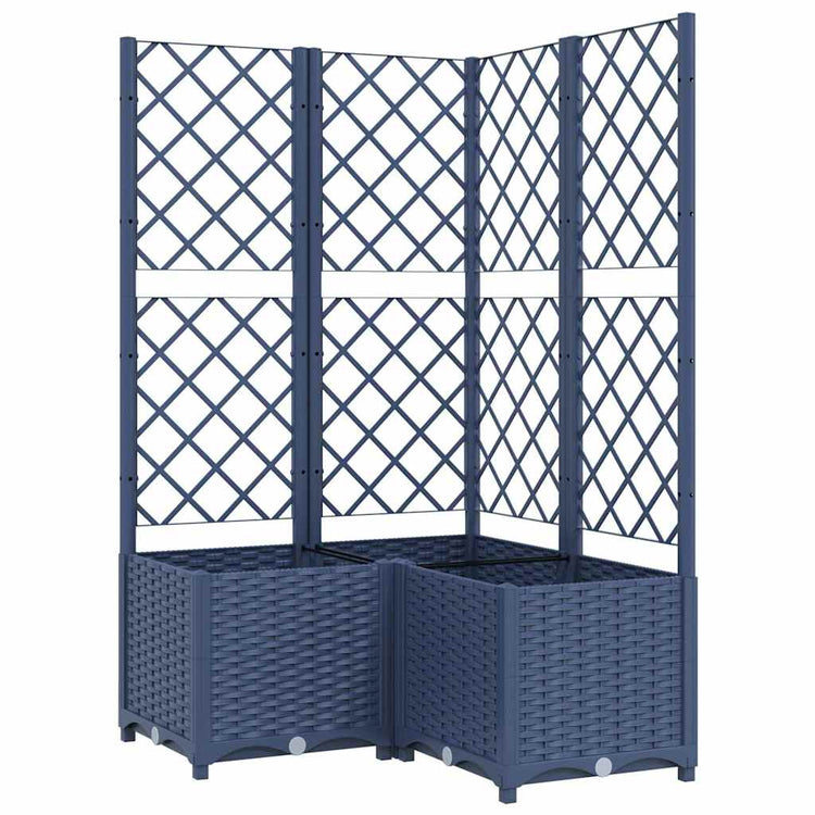 Vidaxl plantenbak met latwerk 80x80x136 cm polypropeen blauwgrijs
