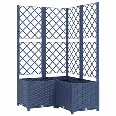 Vidaxl plantenbak met latwerk 80x80x136 cm polypropeen blauwgrijs
