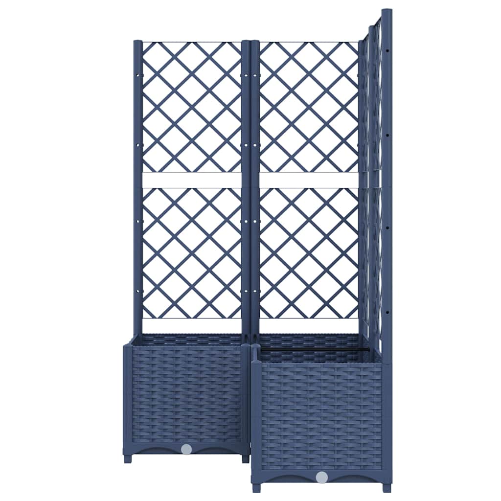 Vidaxl plantenbak met latwerk 80x80x136 cm polypropeen blauwgrijs