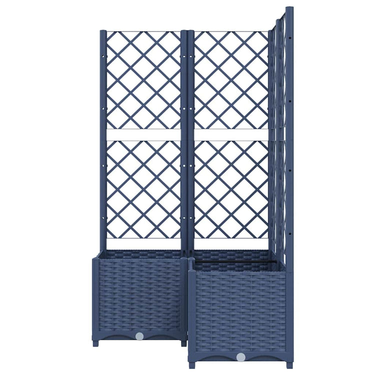 Vidaxl plantenbak met latwerk 80x80x136 cm polypropeen blauwgrijs