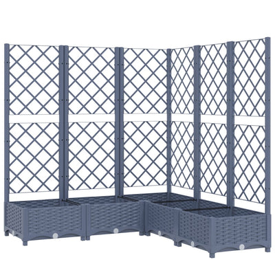 Vidaxl plantenbak met latwerk 120x120x121,5 cm polypropeen blauwgrijs