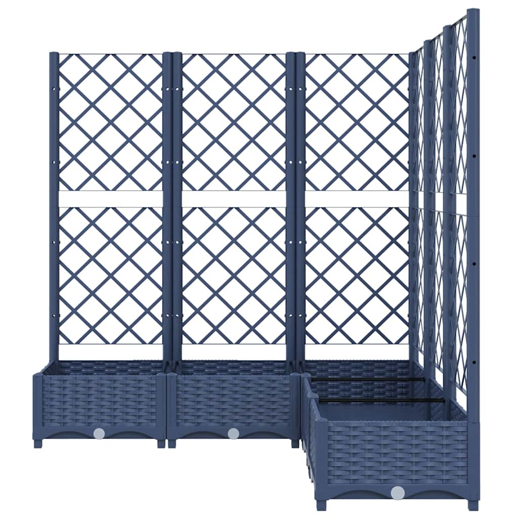 Vidaxl plantenbak met latwerk 120x120x121,5 cm polypropeen blauwgrijs