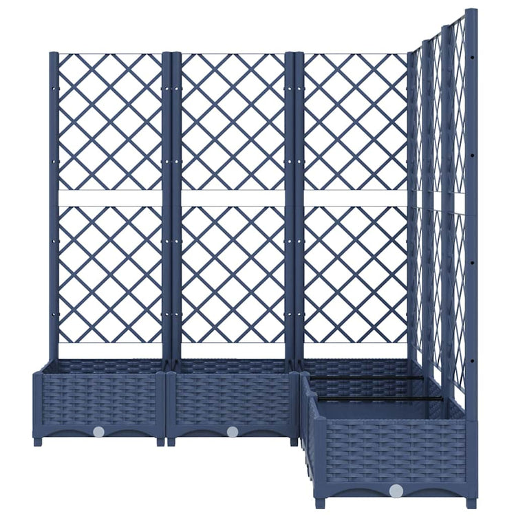 Vidaxl plantenbak met latwerk 120x120x121,5 cm polypropeen blauwgrijs