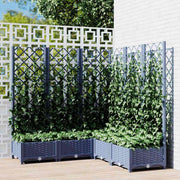 Vidaxl plantenbak met latwerk 120x120x121,5 cm polypropeen blauwgrijs - afbeelding 1