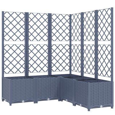 Vidaxl plantenbak met latwerk 120x120x136 cm polypropeen blauwgrijs