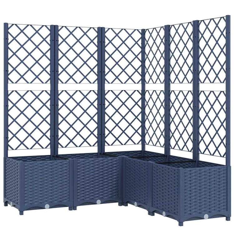 Vidaxl plantenbak met latwerk 120x120x136 cm polypropeen blauwgrijs