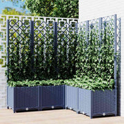 Vidaxl plantenbak met latwerk 120x120x136 cm polypropeen blauwgrijs - afbeelding 1