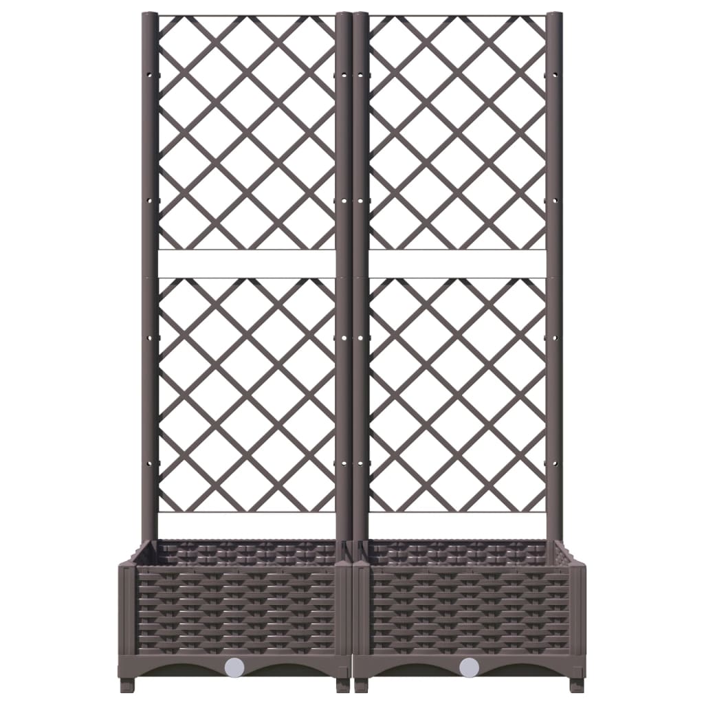 Vidaxl plantenbak met latwerk 80x40x121,5 cm polypropeen bruin
