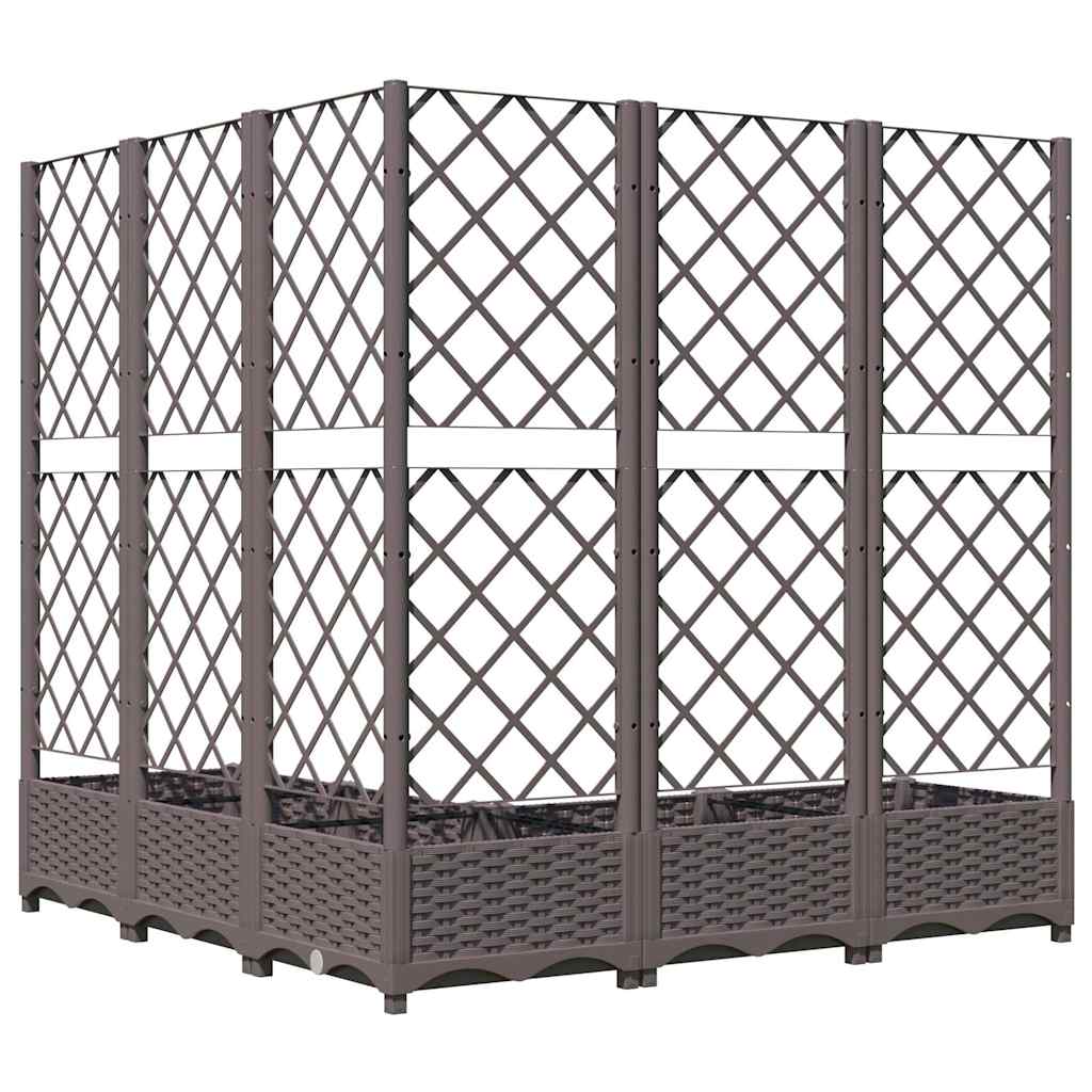 Vidaxl plantenbak met latwerk 120x120x121,5 cm polypropeen bruin