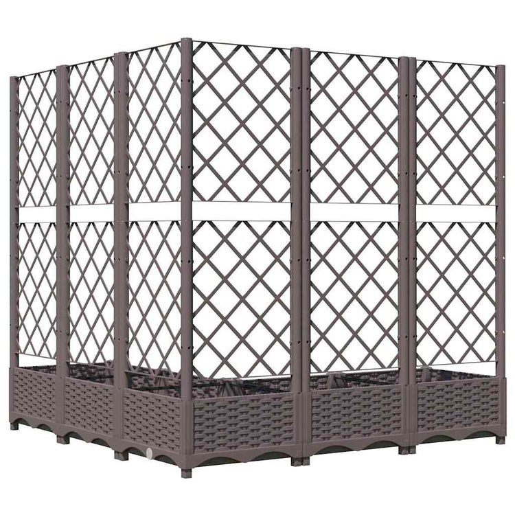 Vidaxl plantenbak met latwerk 120x120x121,5 cm polypropeen bruin