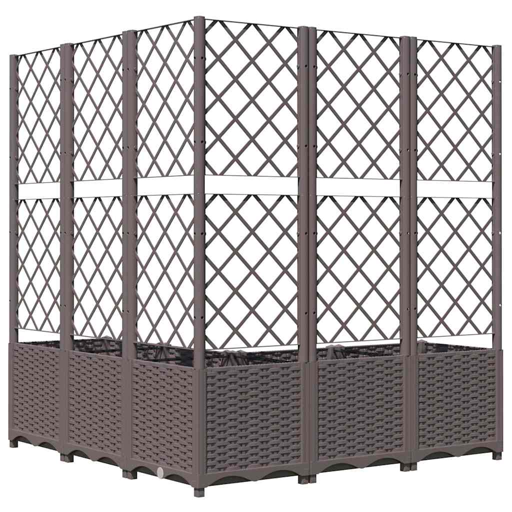 Vidaxl plantenbak met latwerk 120x120x136 cm polypropeen bruin