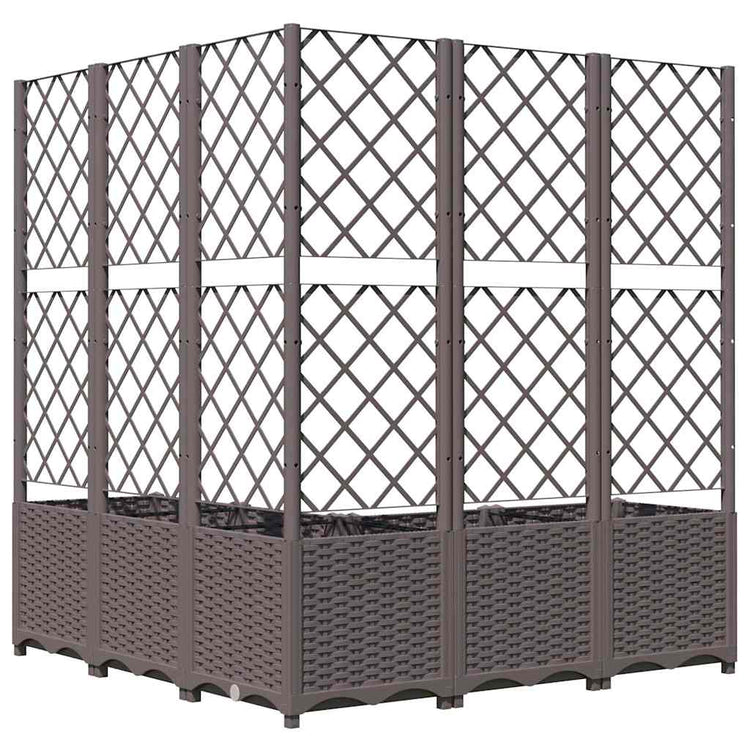 Vidaxl plantenbak met latwerk 120x120x136 cm polypropeen bruin
