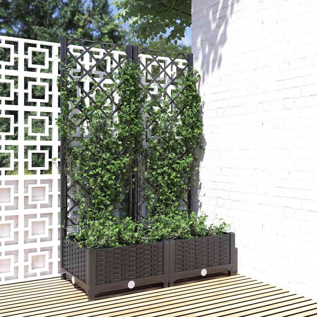 Vidaxl plantenbak met trellis zwart 80x40x121,5 cm pp