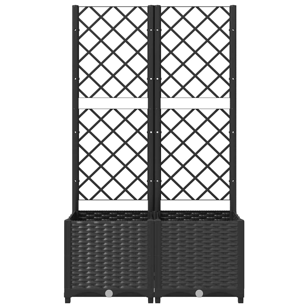 Vidaxl plantenbak met trellis zwart 80x40x136 cm pp