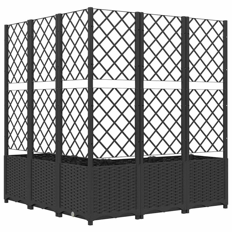 Vidaxl plantenbak met latwerk 120x120x136 cm polypropeen zwart