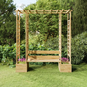 VidaXL Pergola met bank en plantenbakken geïmpregneerd grenenhout - afbeelding 1