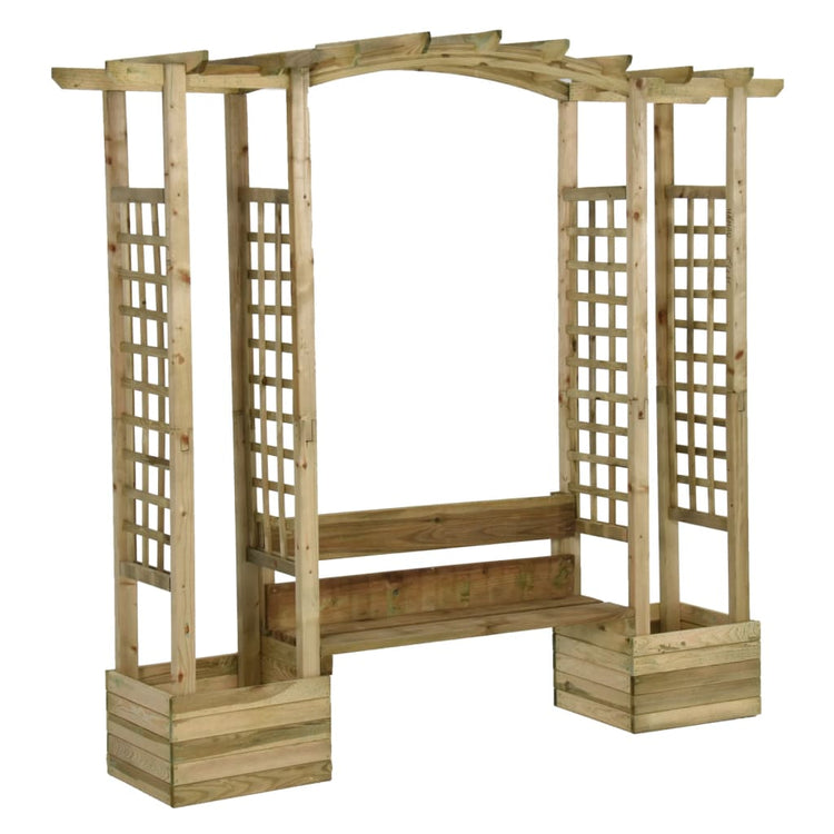 VidaXL Pergola met bank en plantenbakken geïmpregneerd grenenhout