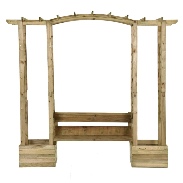 VidaXL Pergola met bank en plantenbakken geïmpregneerd grenenhout