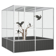 VidaXL Vogelkooi 213,5x217,5x211,5 cm gegalvaniseerd staal antraciet - afbeelding 2