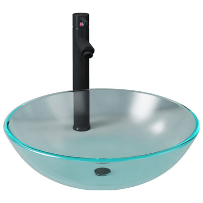 Vidaxl wastafel met kraan en pop-up afvoer mat gehard glas