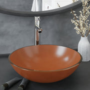 Vidaxl wastafel met kraan en pop-up afvoer gehard glas bruin - afbeelding 1