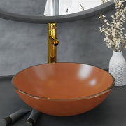 Vidaxl wastafel met kraan en pop-up afvoer gehard glas bruin - afbeelding 1