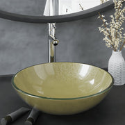 Vidaxl wastafel met kraan en pop-up afvoer gehard glas goudkleurig - afbeelding 1