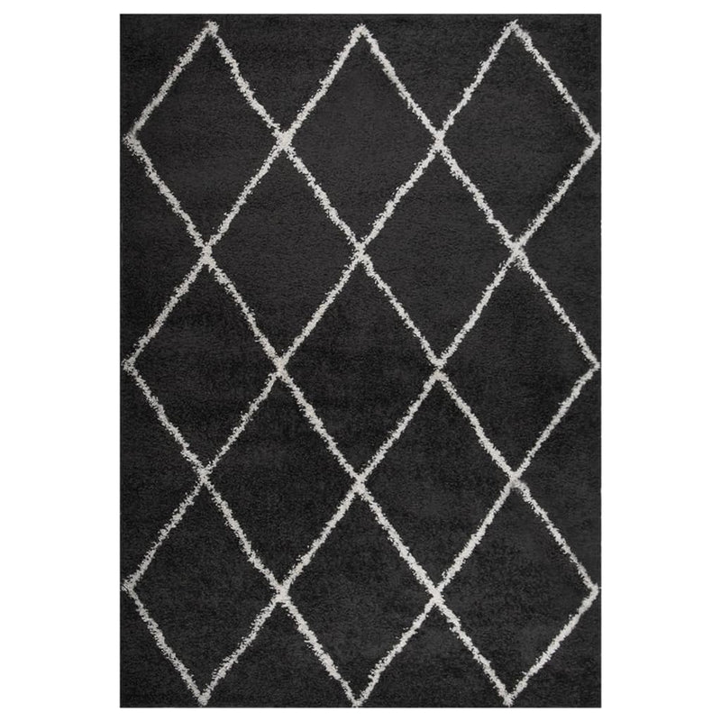 VidaXL Vloerkleed shaggy hoogpolig 160x230 cm crèmeen antracietkleur