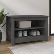 Vidaxl schoenenbank 70x38x45,5 cm massief grenenhout grijs - afbeelding 1
