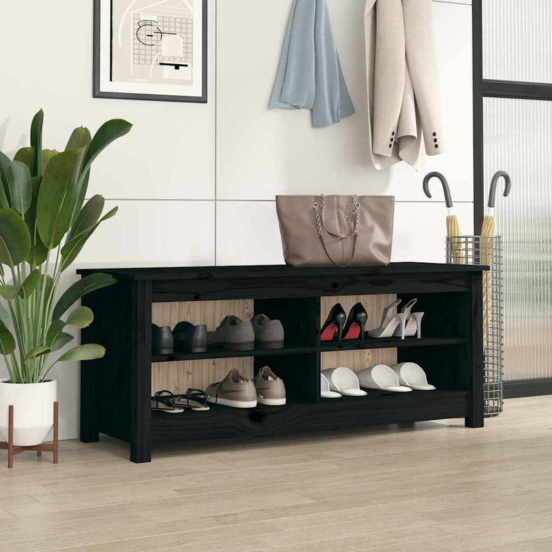Vidaxl schoenenbank 110x38x45,5 cm massief grenenhout zwart