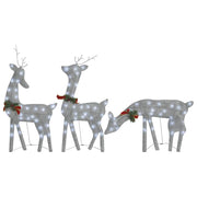 Vidaxl kerstversiering rendierfamilie 270x7x90 cm gaas wit zilverkleur - afbeelding 2