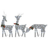 Vidaxl kerstversiering rendierfamilie 270x7x90 cm gaas wit zilverkleur - afbeelding 2