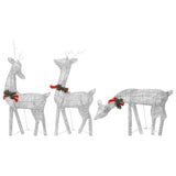 Vidaxl kerstversiering rendierfamilie 270x7x90 cm gaas wit zilverkleur - afbeelding 3