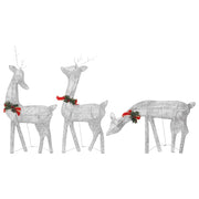 Vidaxl kerstversiering rendierfamilie 270x7x90 cm gaas wit zilverkleur - afbeelding 3