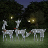 Vidaxl kerstversiering rendierfamilie 270x7x90 cm gaas wit zilverkleur - afbeelding 1