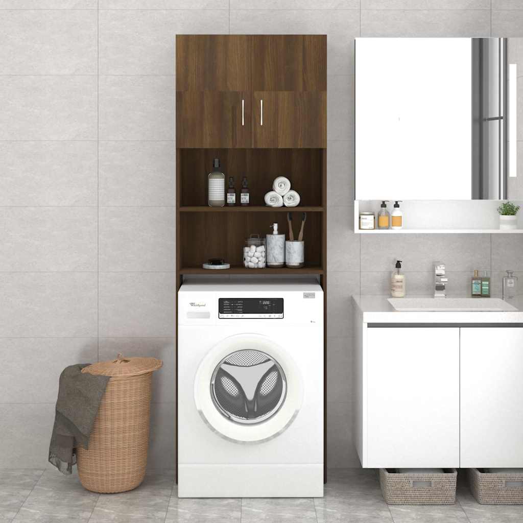 Vidaxl wasmachinekast 64x25,5x190 cm bruin eikenkleur