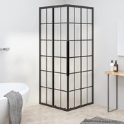 VidaXL Douchecabine 80x80x180 cm mat ESG zwart - afbeelding 1