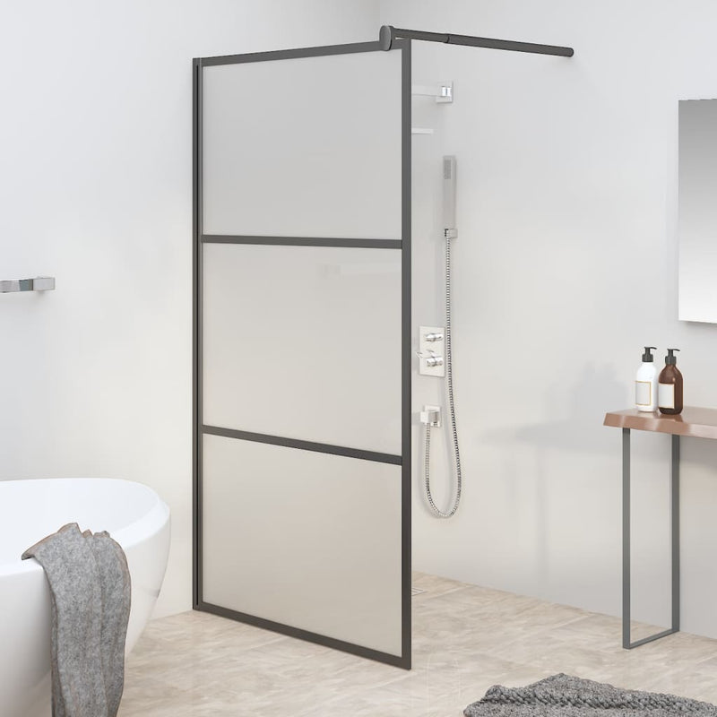 Vidaxl inloopdouchewand 100x195 cm mat esg-glas zwart